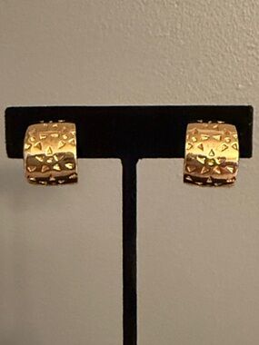 Celine Gold Textured Huggie Earrings